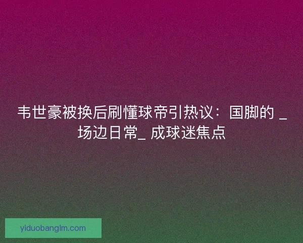 韦世豪被换后刷懂球帝引热议：国脚的 _场边日常_ 成球迷焦点