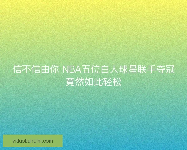 信不信由你 NBA五位白人球星联手夺冠竟然如此轻松