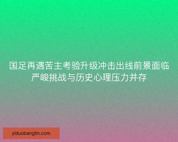 国足再遇苦主考验升级冲击出线前景面临严峻挑战与历史心理压力并存